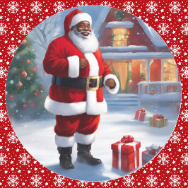 サンタ・スノーギフト・アフリカ・アメリカン ラウンドシール