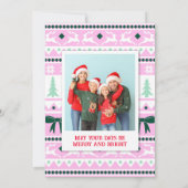 サンタ&スノーフレーク付きの醜いセーター家族写真 シーズンカード (裏面)