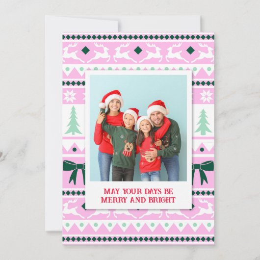 サンタ&スノーフレーク付きの醜いセーター家族写真 シーズンカード (裏面)