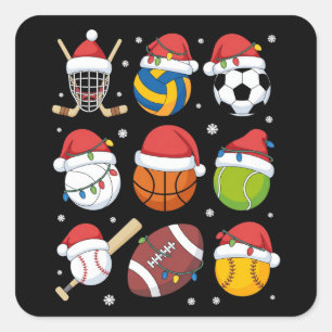 サンタ スポーツ クリスマス スポーツボール プレーヤー 愛好家 スクエアシール
