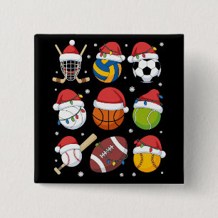 サンタ スポーツ クリスマス スポーツボール プレーヤー 愛好家 缶バッジ