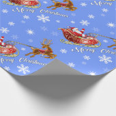サンタ&スレイラッピング紙。マットブルー ラッピングペーパー (角)