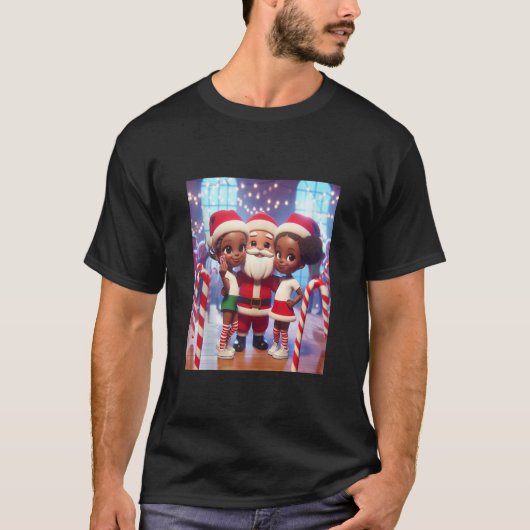 サンタ・セルフィーCとのアフリカ系アメリカ人トゥイーンシスター Tシャツ (正面)