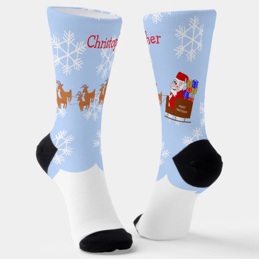 サンタ+ソリのデザイン クリスマス ソックス (傾斜あり)