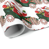 サンタ・タイルを運転するヴィンテージクリスマス ラッピングペーパー (ロールコーナー)