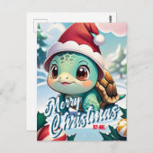 サンタ・タートルメリークリスマスグリーティング ポストカード (正面/裏面)