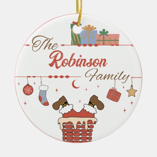 サンタ・ダウン・ザ・チムニー・クリスマス セラミックオーナメント (正面)