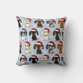 サンタ・ダッシュントかわいいウィーナー犬のクリスマス クッション (正面)
