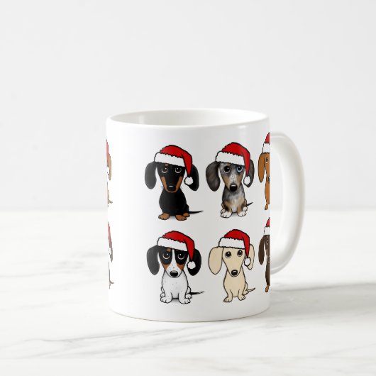 サンタ・ダッシュントかわいいウィーナー犬のクリスマス コーヒーマグカップ (正面右)