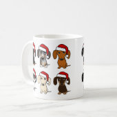 サンタ・ダッシュントかわいいウィーナー犬のクリスマス コーヒーマグカップ (正面左)