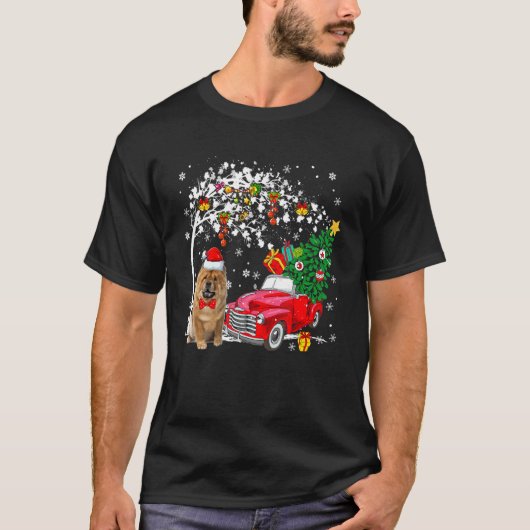 サンタ・チョウ・レッド・ピックア運ップ・トラックのX Mas Tr Tシャツ (正面)