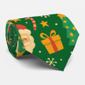 サンタ、ツリー、クリスマスの喜びの模様 ネクタイ (ロール)