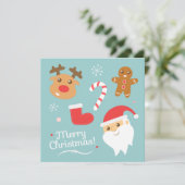 サンタ·トナカイのかわいいクリスマスパーティー 招待状 (スタンド正面)