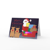 サンタ&トナカイのクリスマスカード