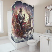 サンタ/トナカイのスチームパンクのクリスマス/冬 シャワーカーテン (インサイチュ)