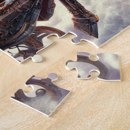 サンタ/トナカイのスチームパンクのクリスマス/冬 ジグソーパズル (側面)