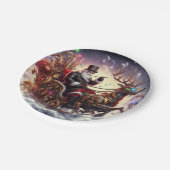 サンタ/トナカイのスチームパンクのクリスマス/冬 ペーパープレート (アングル)