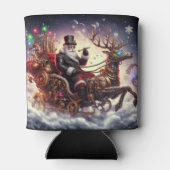 サンタ/トナカイのスチームパンクのクリスマス/冬 缶クーラー (裏面)