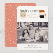 サンタ&トナカイのマスクホワイトクリスマスフォトカード シーズンカード (正面/裏面)