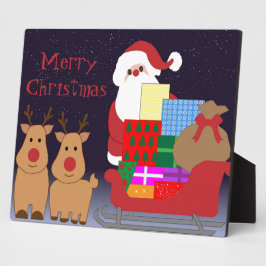 サンタ&トナカイの装飾用プラーク フォトプラーク