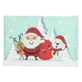 サンタ、トナカイ及び雪だるまの枕カバー 枕カバー (裏面)