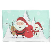 サンタ、トナカイ及び雪だるまの枕カバー 枕カバー (正面)