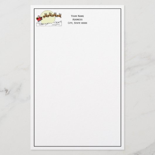 サンタ・トナカイ雪の上に覆われた町Lt Moon 便箋 (正面)