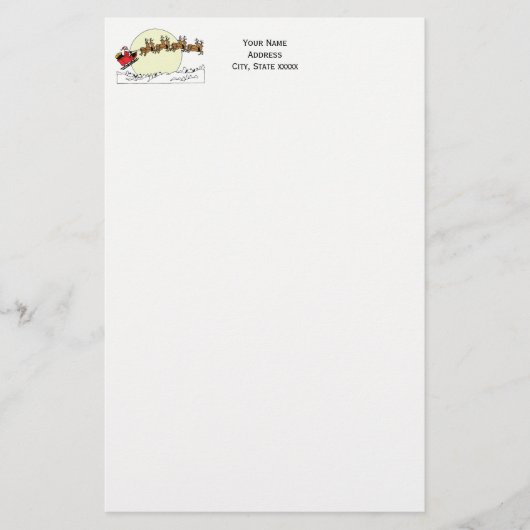 サンタ・トナカイ雪の上に覆われた町Lt Moon 便箋 (正面)