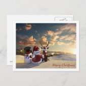 サンタ、トナカイ霜の降りたと シーズンポストカード (正面/裏面)