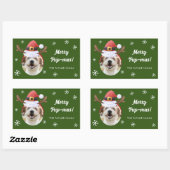 サンタ・トナカイ・アントラー・ハット・クリスマス付き犬の写真 長方形シール (シート)