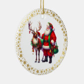 サンタ+トナカイ クリスマス 陶器 オーナメント (右)