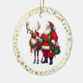サンタ+トナカイ クリスマス 陶器 オーナメント (左)