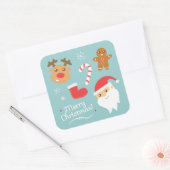 サンタ、トナカイ、ジンジャーブレッドの可愛いクリスマス スクエアシール (封筒)