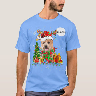 サンタ・トナカイ・ノーウィッチ・テリア・クリスマスツリー・ライツ・ド Tシャツ