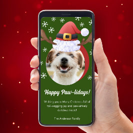 サンタ・トナカイ・ハット・デジタルと犬のクリスマスフォト シーズンカード