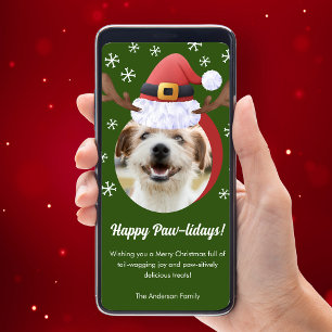 サンタ・トナカイ・ハット・デジタルと犬のクリスマスフォト シーズンカード