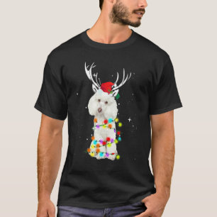 サンタ+トナカイ+プードル+クリスマス+ライト+Xmas Tシャツ