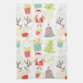サンタ、トナカイ、ベル、クリスマスツリーキッチン キッチンタオル (縦)