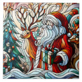 サンタ、トナカイ、木のプレゼント タイル (正面)