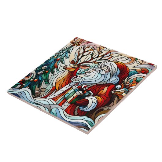 サンタ、トナカイ、木のプレゼント タイル (側面)