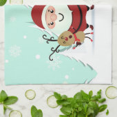 サンタ、トナカイ&雪だるまキッチンタオル キッチンタオル (折り畳み)