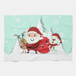 サンタ、トナカイ&雪だるまキッチンタオル キッチンタオル