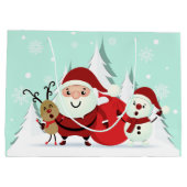 サンタ、トナカイ&雪だるま大クリスマス抱き枕 ラージペーパーバッグ (裏面)