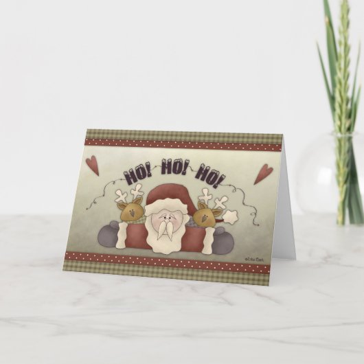 サンタ&トナカイHO HOクリスマスカード シーズンカード (正面)