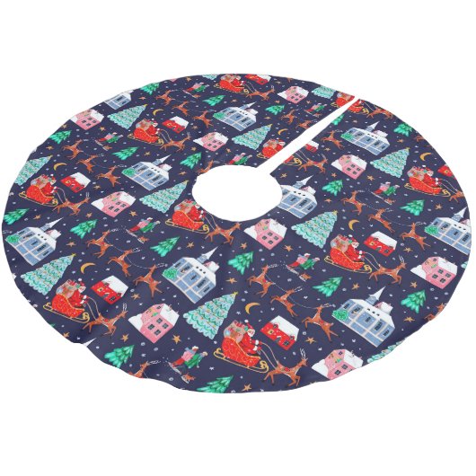 サンタ&トナディアーズナイトクリスマスノルディックビレッジ ブラッシュドポリエステルツリースカート (アングル)