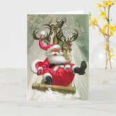 サンタ&トナディースリーライディングモダンヴィンテージホリ カード (黄色い花)