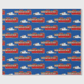 サンタ・トラックと馬のトレーラー・クリスマス ラッピングペーパー (フラット)