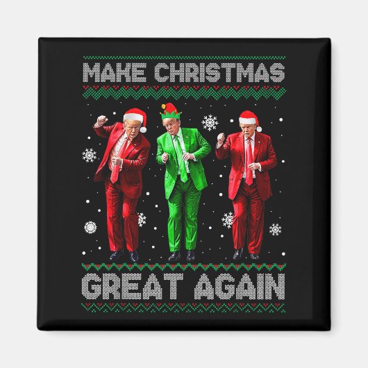 サンタ・トランプダンスでクリスマスを再び偉大に 不細工な マグネット (正面)