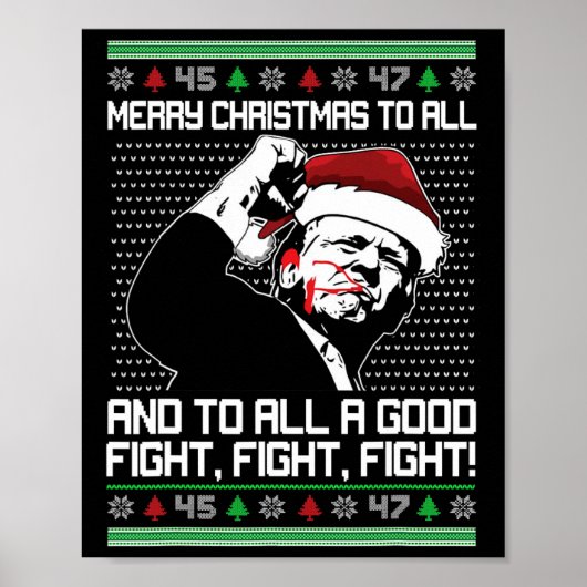 サンタ・トランプ大統領の醜い姿にクリスマスを祝う ポスター (正面)