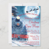 サンタ、トレイン　レッド　クリスマス　オープンハウス　ご招待 招待状 (正面)